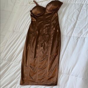 Elegant Brown Satin Dress